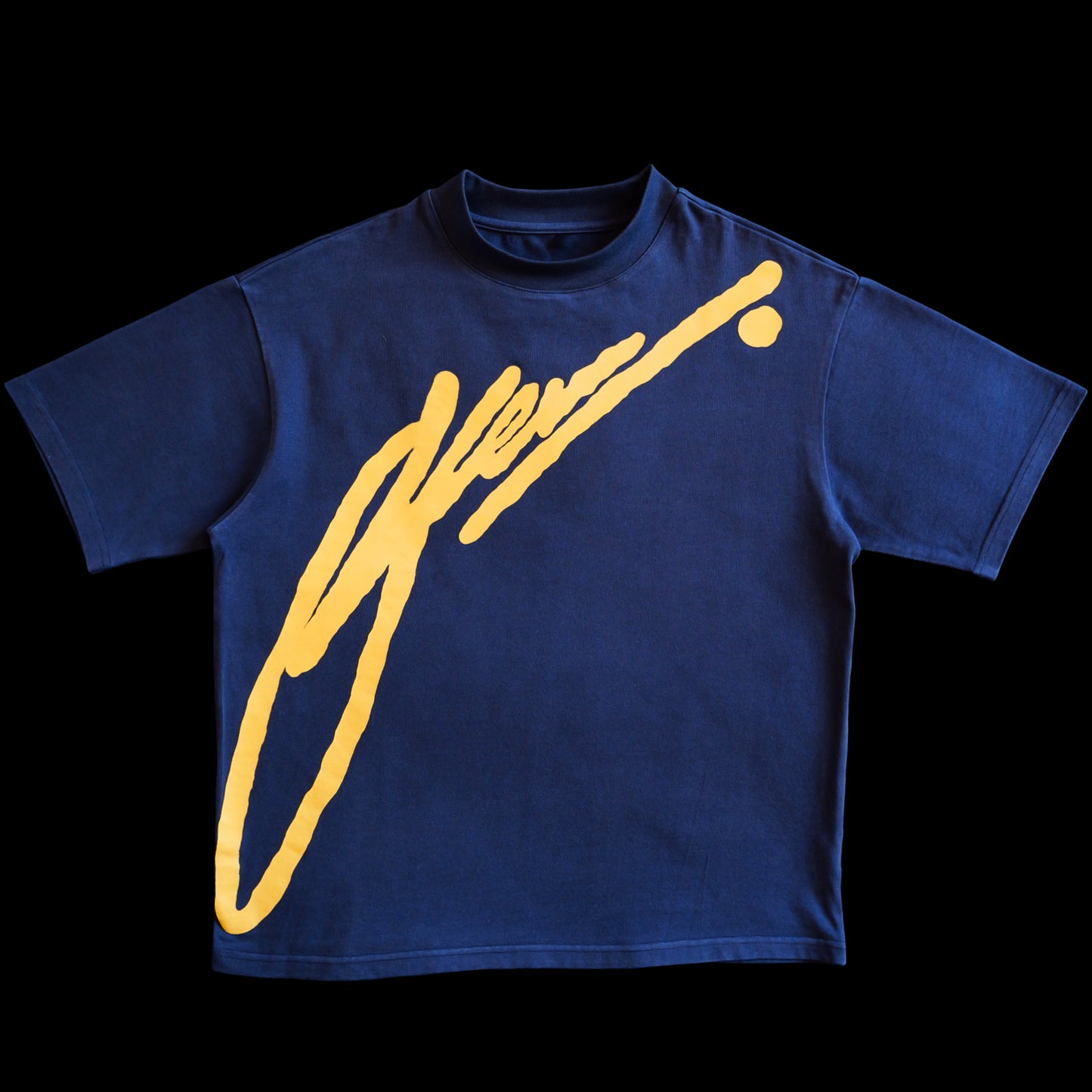 Blue T-shirt with Yellow Logo