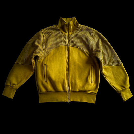 Yellow jacket with a zipper on a black background